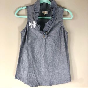 MONOGRAMMED- KSM MudPie Sleeveless Chambray Top